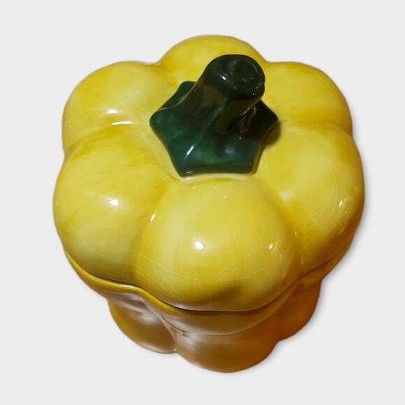 Harry And David Yellow Bell Pepper Canister 7" Jar Holds 1 Quart (4 Cups) - Picture 2 of 8